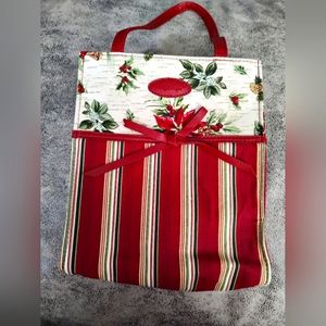 Longaberger holiday floral and striped bag